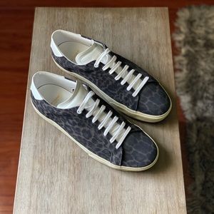 SAINT LAURENT Leopard Suede Sneakers